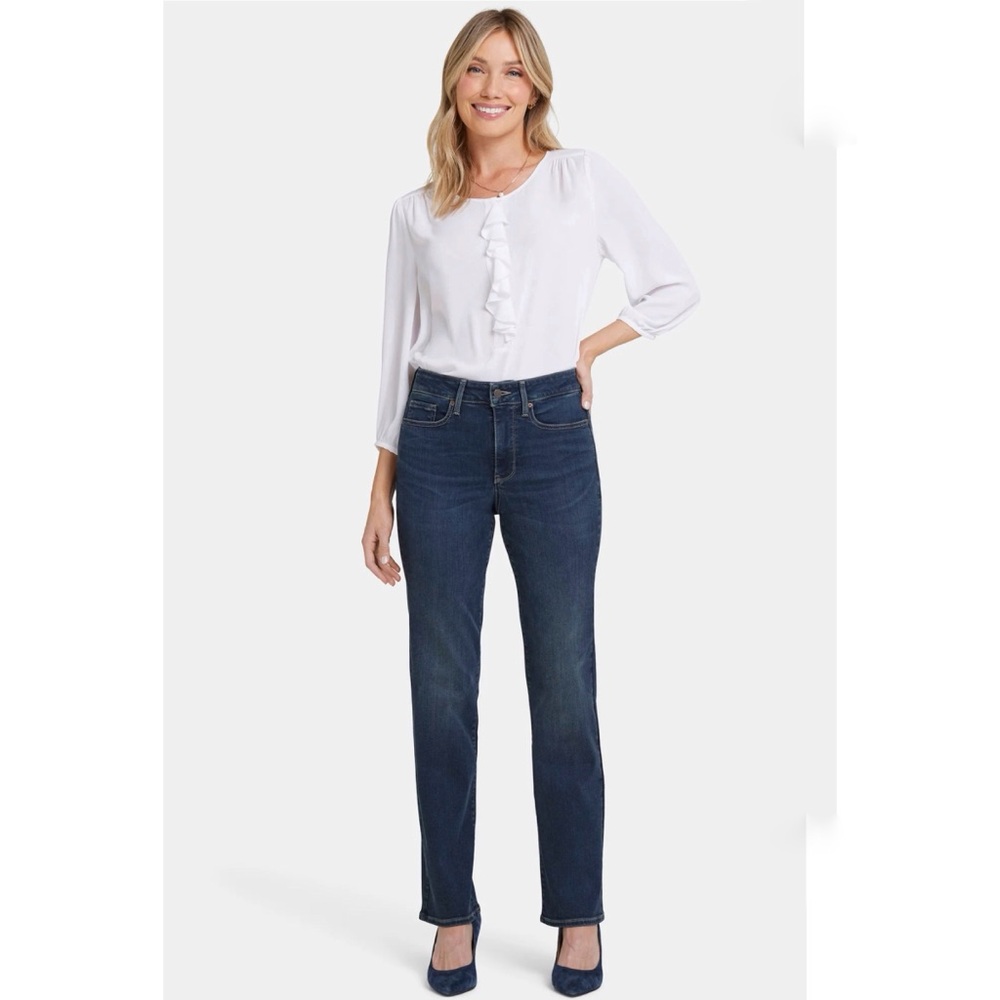NYDJ Marylin Straight Jeans in Petite High Rise Denim Stretch Womens Size 2P